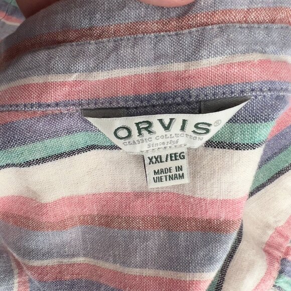 Orvis Women's XXL Striped Button-Up Shirt Linen & Rayon - Picture 4 of 6